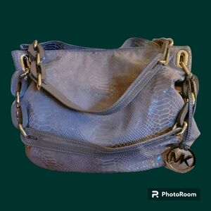 Vtg MICHAEL KORS 1990s Tan Snakeskin Slouchy Hobo Bag AP-1012